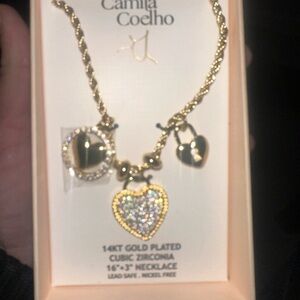 REVOLVE-Camila Coelho- NIB-Gold-toned Heart Charm Necklace